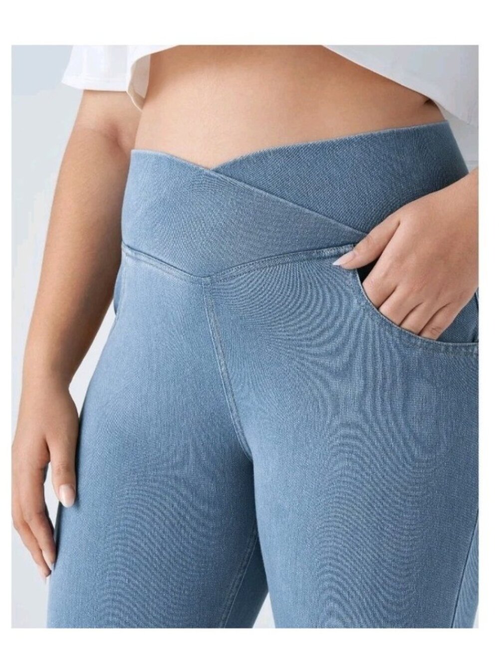 Halara Womens Plus Size 3XL High Waisted Crossover Jeans Flare Stretch NWOT